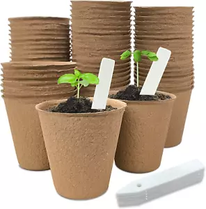 40Pcs 3.15" Biodegradable Peat Pots with 10 Labels for Seed Starting & Herbs - Picture 1 of 11