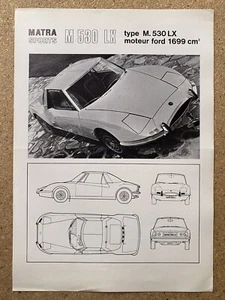 c1972 Matra Sports M 530 LX original French sales leaflet/brochure - Bild 1 von 11