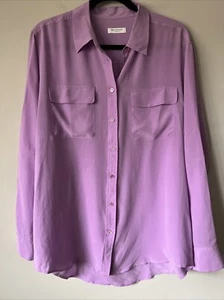 NWT Equipment Slim Signature Silk Button Down Shirt Size L $208 Violet Spring - Picture 1 of 7