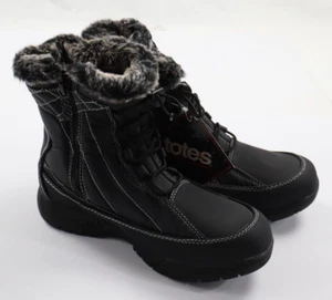 Totes Women's 8.5M BARBARA Black Faux Fur Thermolite Snow Boots - Picture 1 of 10