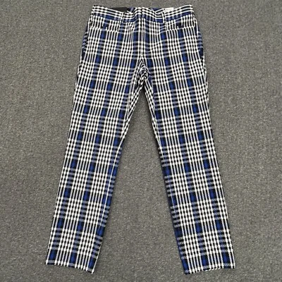 Pantalones Banana Republic Sloan para mujer 6 (30x27) negros/azules/blancos elásticos a cuadros nuevos Foto 1 de 4