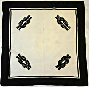 BUFANDA VINTAGE AUTÉNTICO ARTE NÁUTICO NUDO MARINO ACETATO NEGRO 26" CUADRADO - Imagen 1 de 3