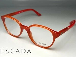 Occhiali da vista Escada VES301 099P rotondi arancioni 49-140 autentici nuovi - Foto 1 di 10