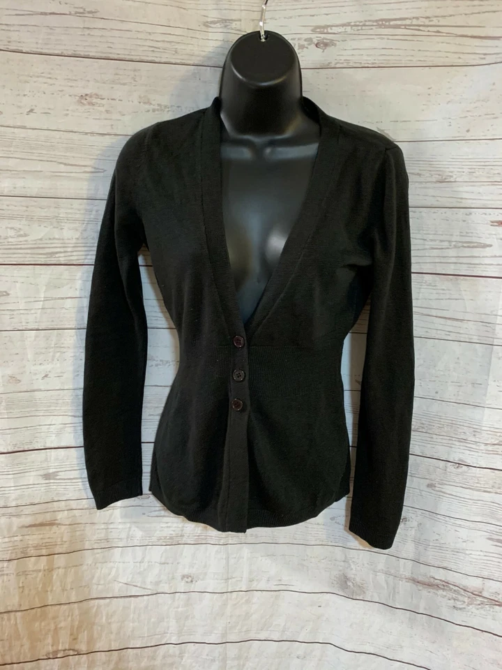 Cárdigan para mujer New & York Company tres botones delantero marrón oscuro talla S Foto 1 de 4