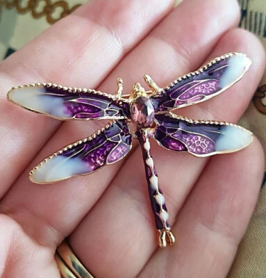 Purple Dragonfly Crystal Broach Vintage Style Insect Diamante BROOCH Pin Gift - image 1 of 4