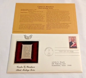 Replica d'oro francobolli Stati Uniti 22K Carter G Woodson serie patrimonio nero - Foto 1 di 8