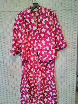 AKRIS PUNTO 10 8 фиолетовый горошек хлопок дизайнерская женская куртка Blazer юбка - Изображение 1 из 4