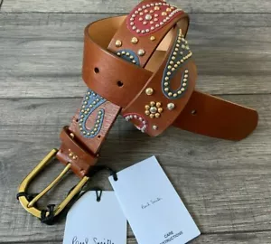 PAUL SMITH CINTURÓN DE CUERO ADORNADO CUERO CON TACHUELAS TALLA 30 VENTA AL POR MENOR £160 NUEVO CON ETIQUETAS - Imagen 1 de 8