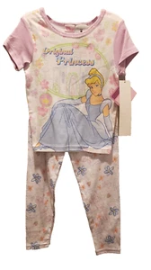 DISNEY CINDERELLA SPARKLE GIRLS SLEEPWEAR PAJAMAS SHORT SLEEVE & PANTS~NEW~SZ 6 - Picture 1 of 2