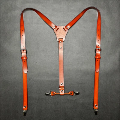 Tirantes traseros de cuero vintage para hombre con 4 clips hebilla de correa ajustable Foto 1 de 4