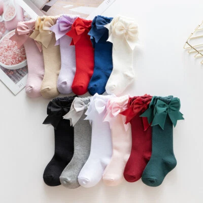 3 Pack Children Toddler Girls Kids Knee High Socks Bow Spanish Party School Sock - image 1 of 4