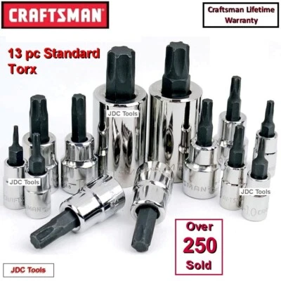 CRAFTSMAN HAND TOOLS 13pc 1/4 3/8 1/2 Torx / Star bit ratchet wrench socket set - Image 1 of 4