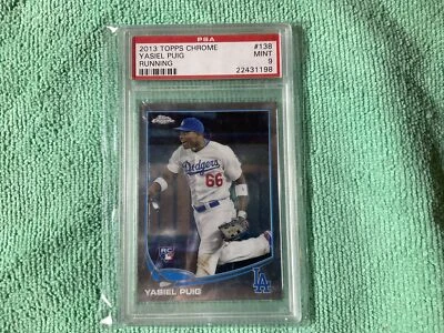 2013 TOPPS CHROME BASEBALL YASIEL PUIG  RC  PSA MINT 9 Mint - Image 1 of 4