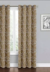 Verdunkelung Fenstervorhang Panel Ranke & Blatt bestickt 108" L x 50" B Öse oben - Bild 1 von 2