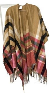 Woolrich Shawl HLM0236S Woolrich Plaid Blanket Wrap Shawl Poncho One Size - Picture 1 of 7