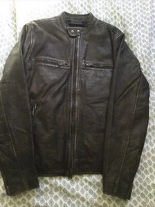 Lucky Brand Men’s BONNEVILLE Biker Racer Heavy Leather Jacket  Size S NWOT $499 - Picture 1 of 12