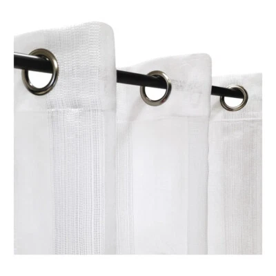 Rideau voilage blanc à fines rayures à œillets, 240x240cm - prêt à poser, - Photo 1/4