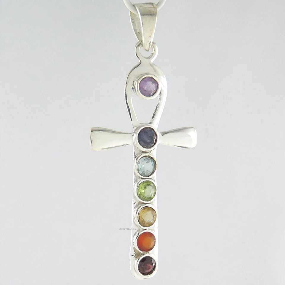 Chakra Kreuz Anhänger - 925 Silber - Silberkreuz Silberanhänger Amethyst |Ch19 - Bild 1 von 1