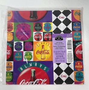 Vintage Coca-Cola Verpackungspapier Geschenkverpackung von Hallmark Expressions 2 Blatt - Bild 1 von 5