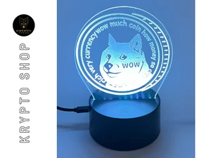 3D LED Lampe Dogecoin 11 Farben Visual Nachtlicht mit Fernbedienung NEU & OVP - Bild 1 von 8
