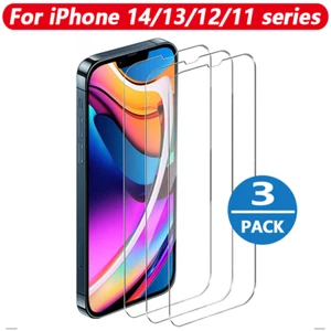 3 Pack Tempered Glass Screen Protector Full Cover For iPhone 14 13 12 11 Pro Max - Picture 1 of 9