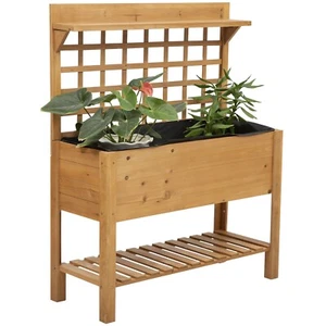 Solid Fir Wood Trellis Elevated Garden Raised Planter Bed with Wheels Quality - Picture 1 of 5