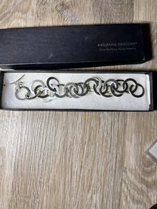 SILPADA 925 STERLING SILVER TOGGLE BRACELET W/ INTERLOCKING RINGS - Picture 1 of 10