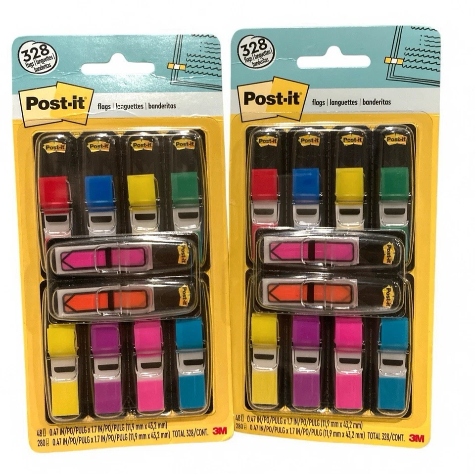 2 包 328 POST IT 旗子(共 656 粘合旗)全新 — 第 1/1 张图片