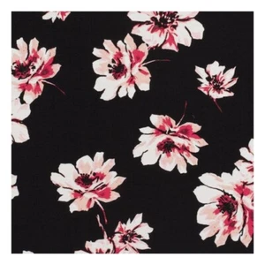 1m x 1.45m Viscose Nylon Crepe Floral Black - Picture 1 of 5