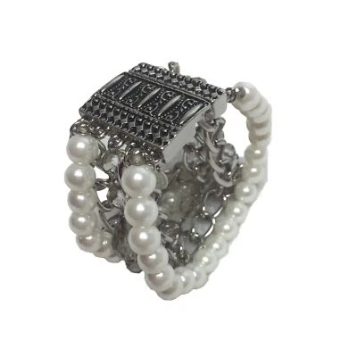 Pulsera Premier Designs Taylor perlas de imitación chapada en plata envejecida magnética Foto 1 de 4