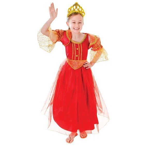 GIRLS RED PRINCESS DELUXE QUEEN TUDOR ELIZABETHAN  FANCY DRESS COSTUME - Image 1 of 1