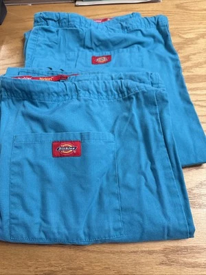Lot of 2 Dickies Scrub Bottoms Size Medium Tall Solid Aqua - Image 1 of 3