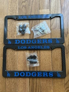 2 LOS ANGELES DODGERS BLACK LICENSE PLATE FRAME - Picture 1 of 2