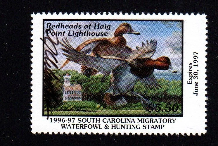 SOUTH CAROLINA   SC16   WATERFOWL DUCK STAMP  1996  MNH     ARTIST SIGNED - Image 1 of 1