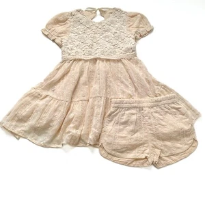 Love + Grow Cream Embroidered Crochet Fancy Dress and Shorts Set 6Y Flower Girl - Picture 1 of 14