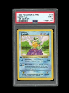 Pokemon PSA 9 MINT Squirtle 1st Edition Shadowless Base Set 1999 Card 63/102 - Picture 1 of 2