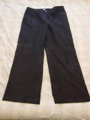 Pantalones de vestir para mujer Ann Taylor Loft, 100 % lana, talla 14p, negros, dobladillo con puños Foto 1 de 4