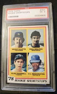 1978 TOPPS, #707, ROOKIE SHORTSTOP, Molitor, Trammell, classificato a 5 da PSA. - Foto 1 di 2