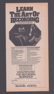 Pubblicità Stampa 1982 The Recording Workshop Chillicothe Ohio Hands On Music Recording - Foto 1 di 1