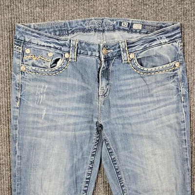 Pantalones de mezclilla Miss Me para mujer 31 Easy Boot desgastados tiro medio occidental Y2K 34x31 Foto 1 de 4