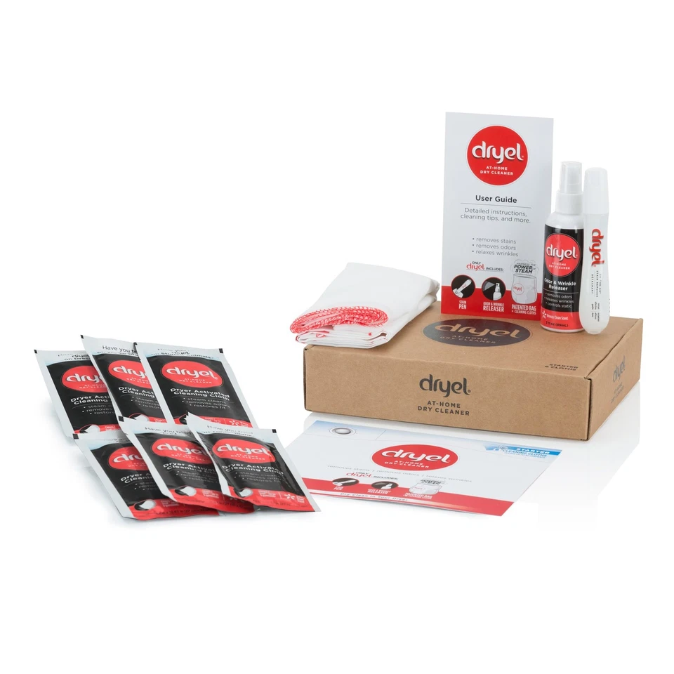 Dryel at Home Dry Cleaner Starter Kit 4 Cloths 1 Bag Booster Spray
