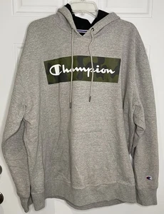 Champion Men's 2XL Gray Camo Logo Hoodie Sweatshirt Pullover Activewear - Picture 1 of 8
