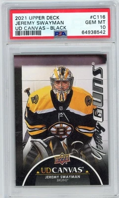 2021 Upper Deck JEREMY SWAYMAN #C116 RC Cavanas Black BRUINS PSA 10 GEM M848 - Image 1 of 3
