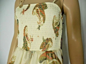 Vince Camuto Kleid klein gelb bunt Druck hoher niedriger Saum gerafftes Oberteil neu mit Etikett - Bild 1 von 6