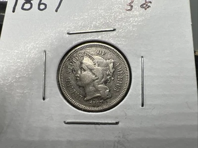 1867 Three Cent Nickel VF Very Fine Details - Image 1 of 4