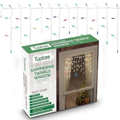 Tupkee Window Icicle Lights Set, 3 Feet (0.91 m), 50 Incandescent lights - Image 1 of 4