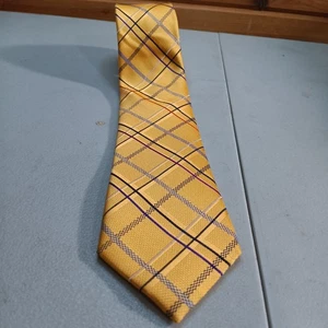 Jos A Bank Reserve 100% Silk Tie Yellow With Hashes Excellent Condition - Picture 1 of 7