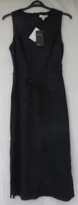 LADIES MARKS & SPENCER AUTOGRAPH DARK NAVY LINEN BLEND SLEEVELESS DRESS 10 - Picture 1 of 5