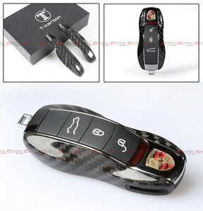 REAL CARBON FIBER DIRECT FIT REPLACEMENT CASE COVER FOR PORSCHE KEY FOB REMOTE - Picture 1 of 5
