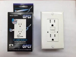 GFCI 15 AMP WEISS SELBSTTEST MANIPULATIONSSICHER STECKDOSE UL - BOX MIT 10 - Bild 1 von 1